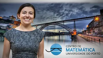 Eliana Duarte and Centro de Matemática logo with Porto, Portugal in the background