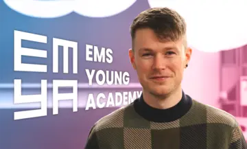 Portrait of Patrick Heslin and the EMYA Logo