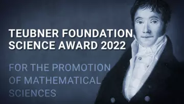 Oil portrait of Teubner next to the text “Teubner Foundation Science Award for the promotion of mathematical sciences”