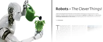 A robot watering a plant and the beginning of the article fading out