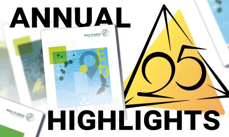 Annual Highlights next to 25 years of MiS logo with covers of MPG yearbooks in the background