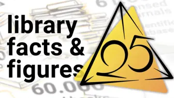 "Library facts & figures" next to the 25 years MiS logo