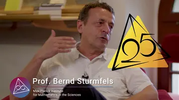 Video snapshot of the interview with Bernd Sturmfels next to 25 years MiS Logo
