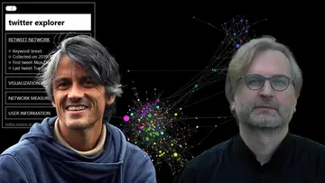 Portraits of Eckehard Olbrich & Sven Banisch in front of the twitter explorer UI
