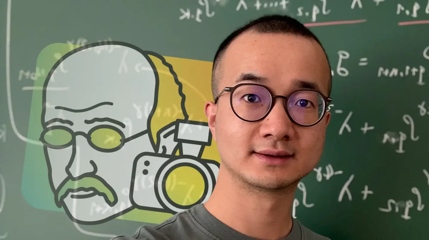 Portrait of Bian Wu and the Math Planck People Logo