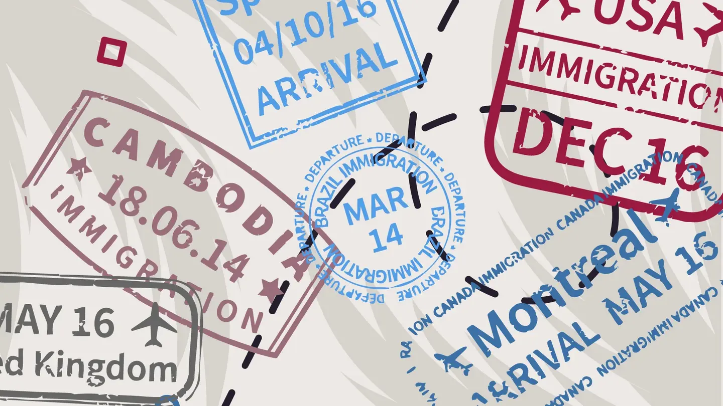 Passport stamps from different countries